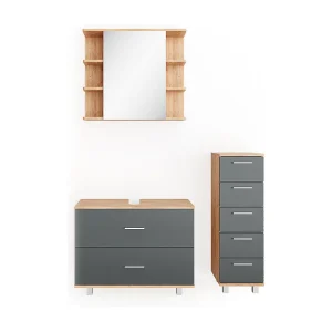 Badkamermeubel set antraciet/gouden eik 80x33x60 ilias Badkamermeubel set antraciet/gouden eik 80x33x60 ilias