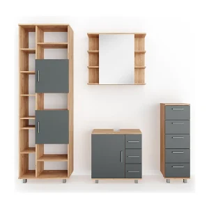 Badkamermeubel set eiken 60x33x60 ilias Badkamermeubel set eiken 60x33x60 ilias