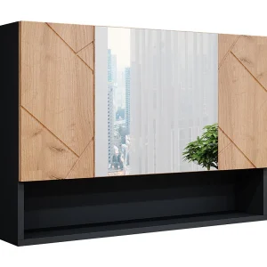 Badkamerspiegelkast eik goud/antraciet 80.1x17x55 irma Badkamerspiegelkast eik goud/antraciet 80.1x17x55 irma