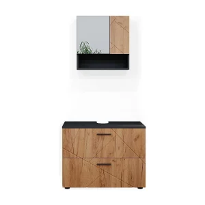 Badkamermeubel set eik goud/antraciet 80x41x58.6 irma Badkamermeubel set eik goud/antraciet 80x41x58.6 irma