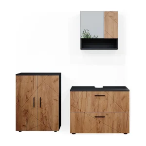 Badkamermeubel set eik goud/antraciet 80x41x58 irma Badkamermeubel set eik goud/antraciet 80x41x58 irma