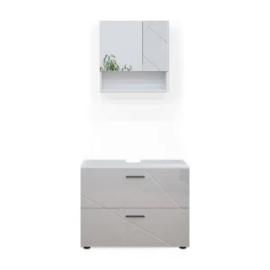 Badkamermeubel set wit hoogglans 80x41x58.6 irma Badkamermeubel set wit hoogglans 80x41x58.6 irma