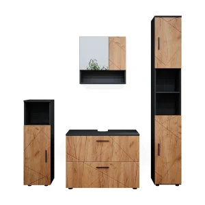 Badkamermeubel set eik goud/antraciet 80x41x58 irma Badkamermeubel set eik goud/antraciet 80x41x58 irma