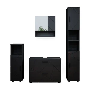 Badkamermeubel set antraciet hoogglans 80x41x58 irma