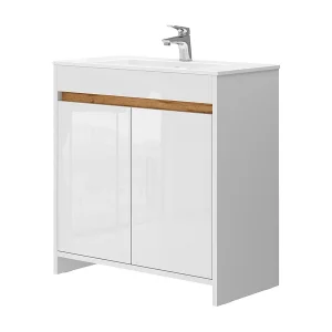 Badkamermeubelset wit hoogglans 79.8x40x81.9 lemgo Badkamermeubelset wit hoogglans 79.8x40x81.9 lemgo