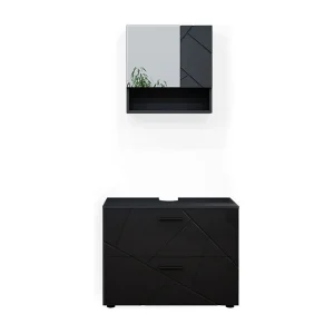 Badkamermeubel set antraciet hoogglans 80x41x58.6 irma
