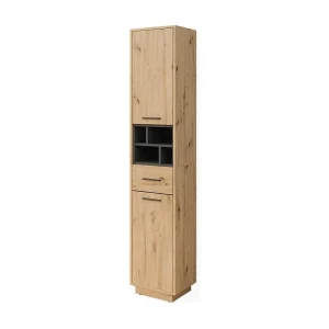 Badkamerkast artisanaal eiken/antraciet 38x30x190 beatrice Badkamerkast artisanaal eiken/antraciet 38x30x190 beatrice