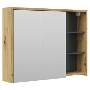 Badkamerspiegelkast eiken/antraciet 100x18x75 viola Badkamerspiegelkast eiken/antraciet 100x18x75 viola