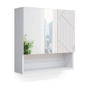 Badkamerspiegelkast wit hoogglans 54×16.9×55 irma Badkamerspiegelkast wit hoogglans 54×16.9×55 irma