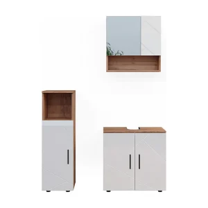 Badkamermeubelset wit hoogglans/goud power eiken 80x41x58.6 irma Badkamermeubelset wit hoogglans/goud power eiken 80x41x58.6 irma