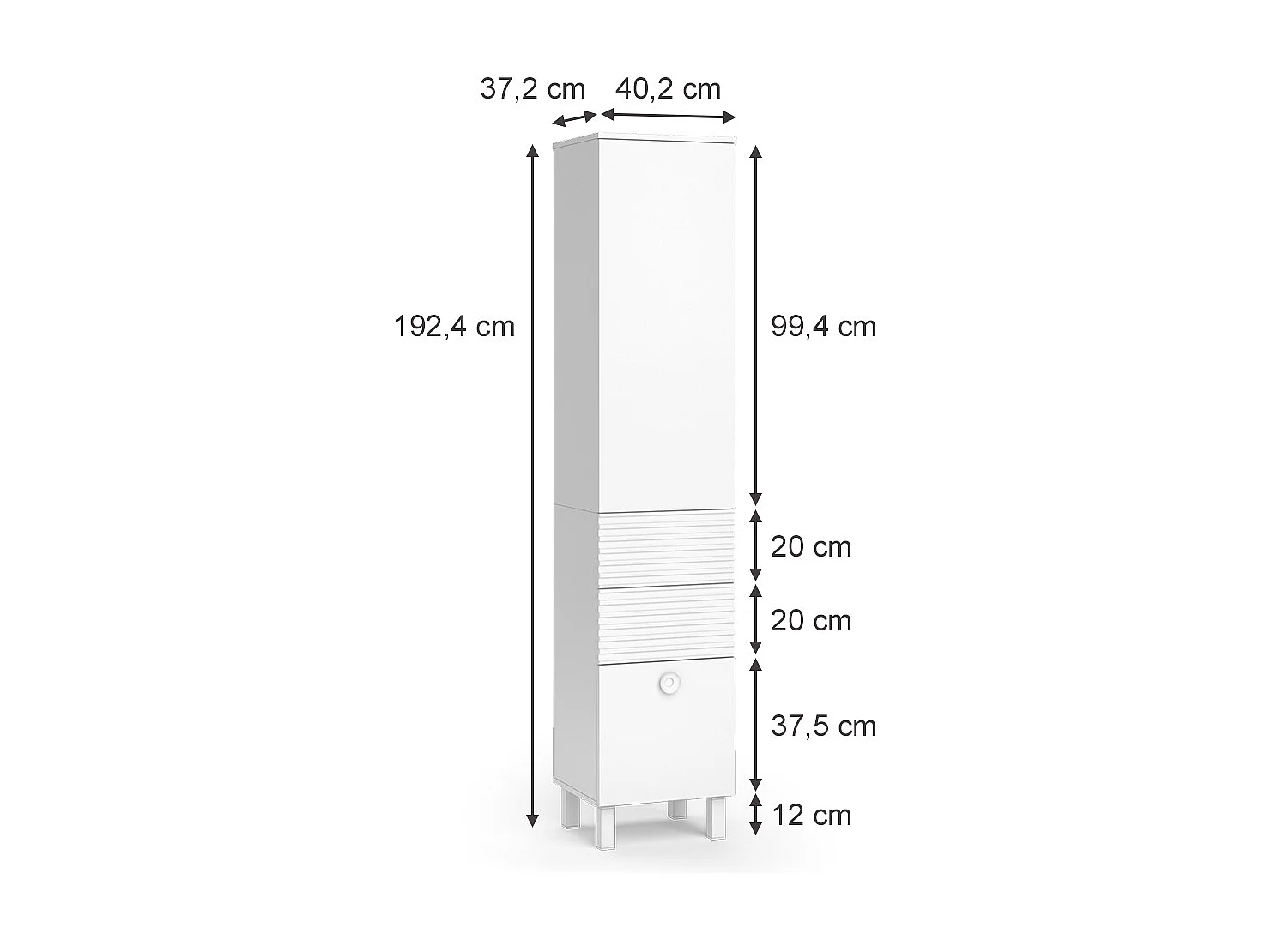 Badkamerkast wit 40.2x37.2x192.4 sola