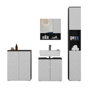 Badkamermeubelset zwart 60x30x57 edge Badkamermeubelset zwart 60x30x57 edge