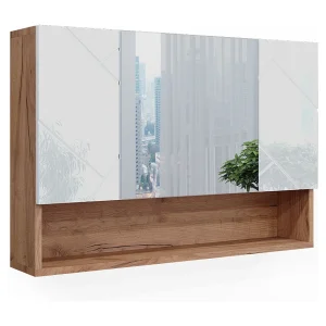 Badkamerspiegelkast wit hoogglans/goud power eiken 80.1x17x55 irma Badkamerspiegelkast wit hoogglans/goud power eiken 80.1x17x55 irma