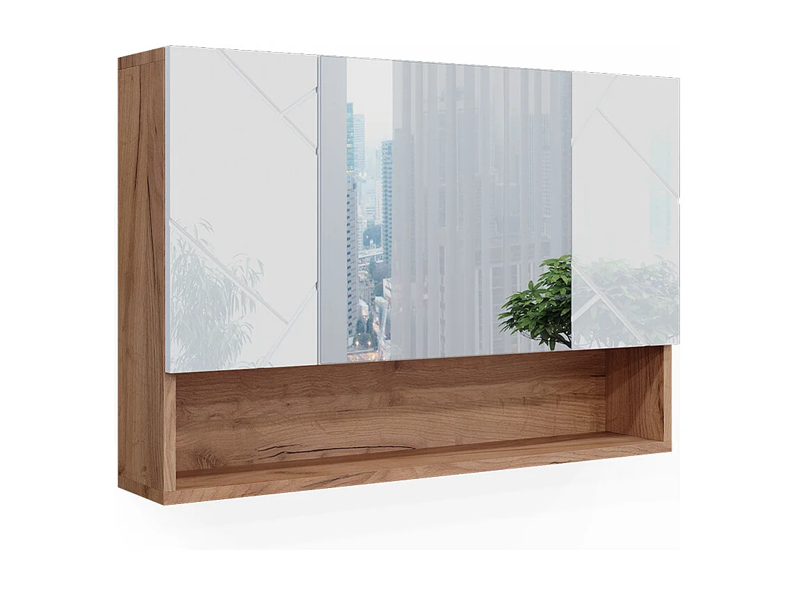 Badkamerspiegelkast wit hoogglans/goud power eiken 80.1x17x55 irma