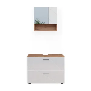 Badkamermeubelset wit hoogglans/goud power eiken 80x41x58.6 irma Badkamermeubelset wit hoogglans/goud power eiken 80x41x58.6 irma