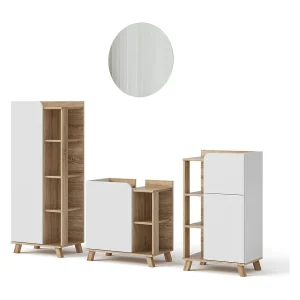 Badkamermeubelset sonoma/wit 60x35x65 karen Badkamermeubelset sonoma/wit 60x35x65 karen