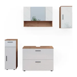 Badkamermeubelset wit hoogglans/goud power eiken 80x41x58.6 irma Badkamermeubelset wit hoogglans/goud power eiken 80x41x58.6 irma