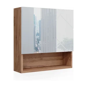 Badkamerspiegelkast wit hoogglans/goud power eiken 54×16.9×55 irma Badkamerspiegelkast wit hoogglans/goud power eiken 54×16.9×55 irma