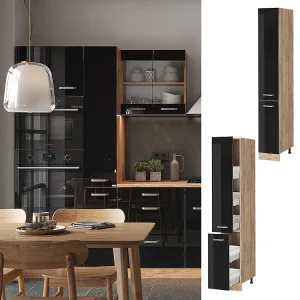Apotheekkast zwart hoogglans 30×57.2×206.8 r-line Apotheekkast zwart hoogglans 30×57.2×206.8 r-line