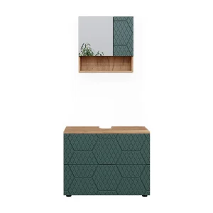 Badkamermeubel set groen/gouden eik 80x41x58.6 irma Badkamermeubel set groen/gouden eik 80x41x58.6 irma