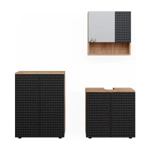 Badkamermeubel set gestippeld antraciet 80x41x58.6 irma Badkamermeubel set gestippeld antraciet 80x41x58.6 irma