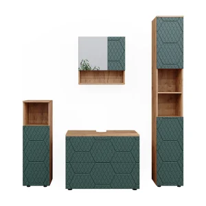 Badkamermeubel set groen/gouden eik 80x41x58 irma Badkamermeubel set groen/gouden eik 80x41x58 irma