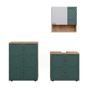 Badkamermeubel set groen/gouden eik 80x41x58.6 irma Badkamermeubel set groen/gouden eik 80x41x58.6 irma