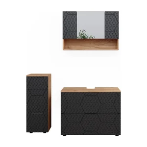 Badkamermeubel set antraciet met honingraatstructuur 80x41x58.6 irma Badkamermeubel set antraciet met honingraatstructuur 80x41x58.6 irma