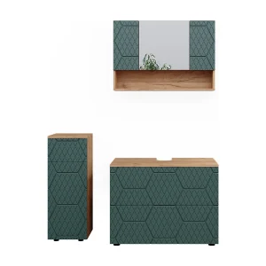 Badkamermeubel set groen/gouden eik 80x41x58.6 irma Badkamermeubel set groen/gouden eik 80x41x58.6 irma