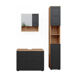 Badkamermeubel set antraciet met honingraatstructuur 80x41x58.6 irma Badkamermeubel set antraciet met honingraatstructuur 80x41x58.6 irma