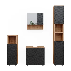 Badkamermeubel set antraciet met honingraatstructuur 80x41x58.6 irma Badkamermeubel set antraciet met honingraatstructuur 80x41x58.6 irma