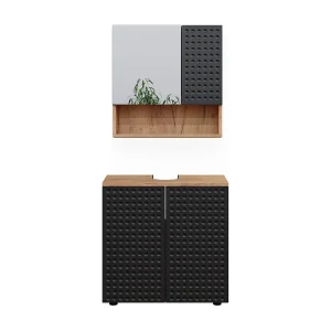 Badkamermeubel set gestippeld antraciet 80x41x58.6 irma Badkamermeubel set gestippeld antraciet 80x41x58.6 irma
