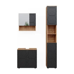Badkamermeubel set antraciet met honingraatstructuur 80x41x58.6 irma Badkamermeubel set antraciet met honingraatstructuur 80x41x58.6 irma