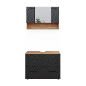 Badkamermeubel set antraciet met honingraatstructuur 80x41x58.6 irma Badkamermeubel set antraciet met honingraatstructuur 80x41x58.6 irma