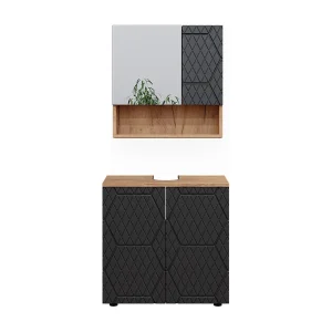 Badkamermeubel set antraciet met honingraatstructuur 80x41x58.6 irma Badkamermeubel set antraciet met honingraatstructuur 80x41x58.6 irma