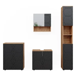 Badkamermeubel set antraciet met honingraatstructuur 80x41x58.6 irma Badkamermeubel set antraciet met honingraatstructuur 80x41x58.6 irma