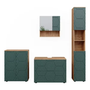 Badkamermeubel set groen/gouden eik 80x41x58 irma Badkamermeubel set groen/gouden eik 80x41x58 irma