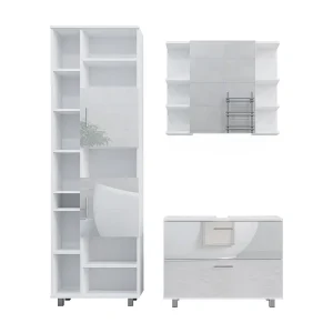 Badkamermeubelset wit hoogglans 80.2x33x60.8 ilias Badkamermeubelset wit hoogglans 80.2x33x60.8 ilias