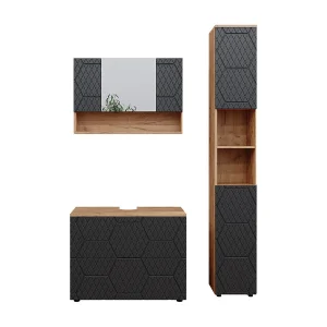 Badkamermeubel set antraciet met honingraatstructuur 80x41x58.6 irma Badkamermeubel set antraciet met honingraatstructuur 80x41x58.6 irma