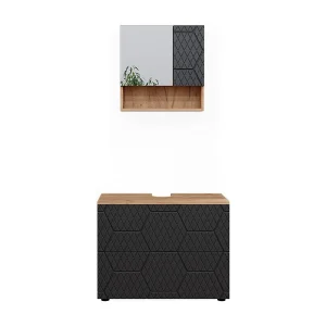 Badkamermeubel set antraciet met honingraatstructuur 80x41x58.6 irma Badkamermeubel set antraciet met honingraatstructuur 80x41x58.6 irma
