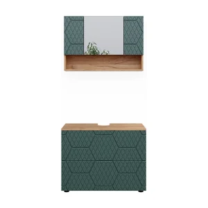 Badkamermeubel set groen/gouden eik 80x41x58.6 irma Badkamermeubel set groen/gouden eik 80x41x58.6 irma