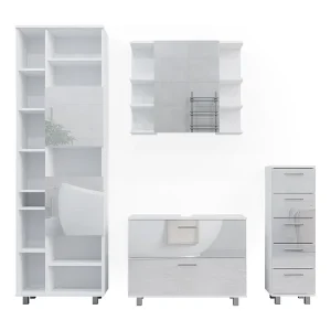 Badkamermeubelset wit hoogglans 80.2x33x60.8 ilias Badkamermeubelset wit hoogglans 80.2x33x60.8 ilias