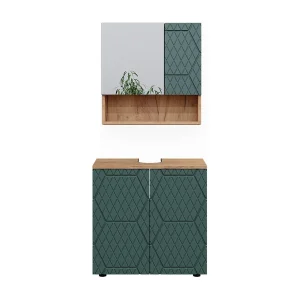 Badkamermeubel set groen/gouden eik 80x41x58.6 irma Badkamermeubel set groen/gouden eik 80x41x58.6 irma