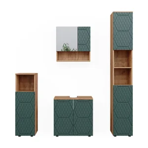 Badkamermeubel set groen/gouden eik 80x41x58.6 irma Badkamermeubel set groen/gouden eik 80x41x58.6 irma