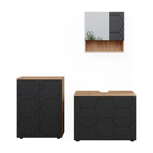 Badkamermeubel set antraciet met honingraatstructuur 80x41x58 irma Badkamermeubel set antraciet met honingraatstructuur 80x41x58 irma