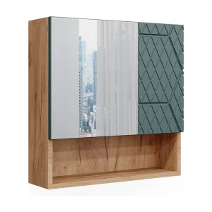 Badkamerspiegelkast groen/gouden eik 54×16.9×55 irma Badkamerspiegelkast groen/gouden eik 54×16.9×55 irma