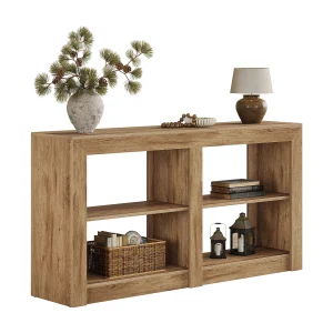 150 cm entreetafel met 2-laags plank, rechthoekig silhouetontwerp, consoletafel in de vorm van een bank 150 cm entreetafel met 2-laags plank, rechthoekig silhouetontwerp, consoletafel in de vorm van een bank
