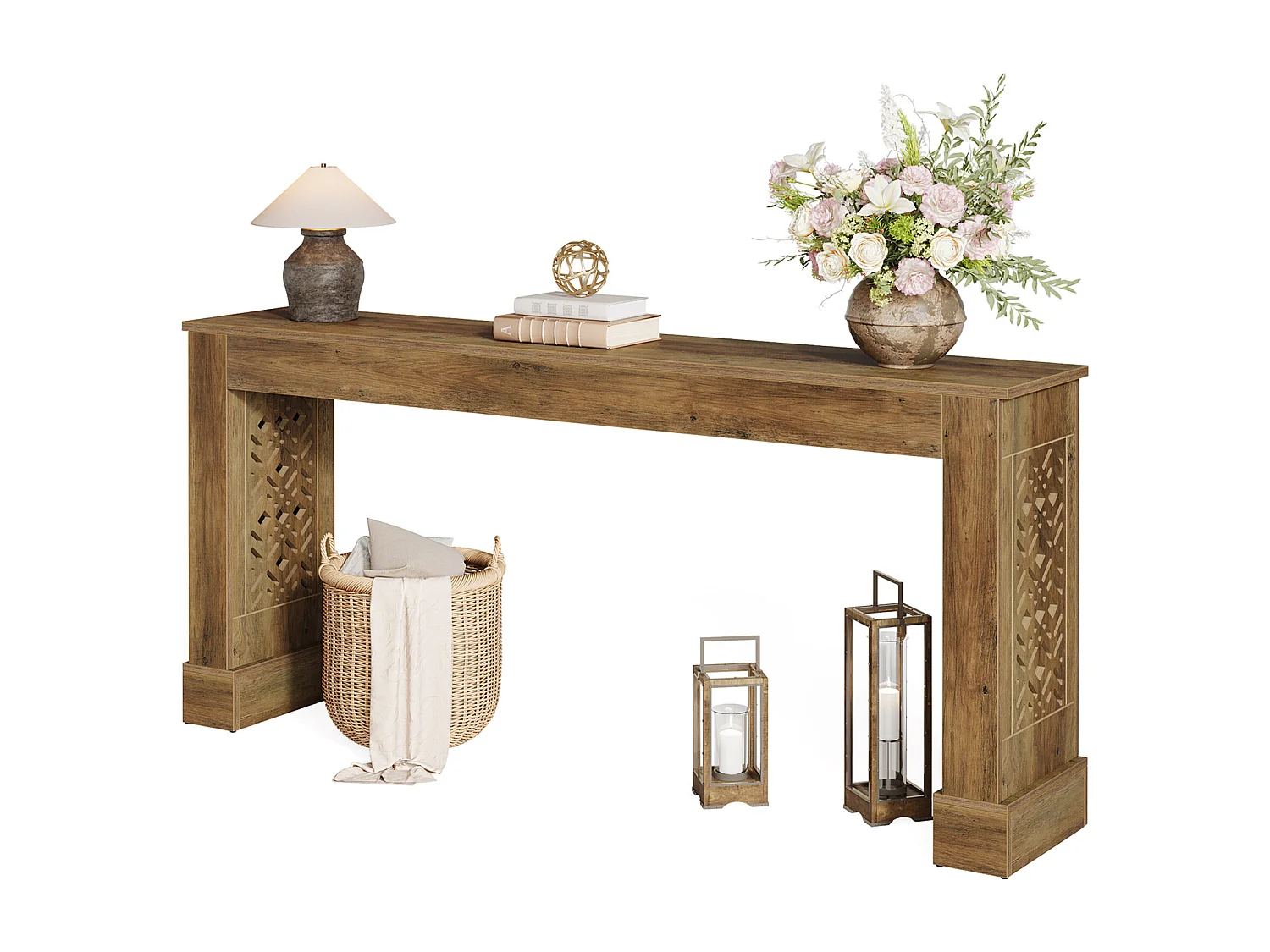 160cm Farmhouse Consoletafel voor de hal, Industriële salontafel
