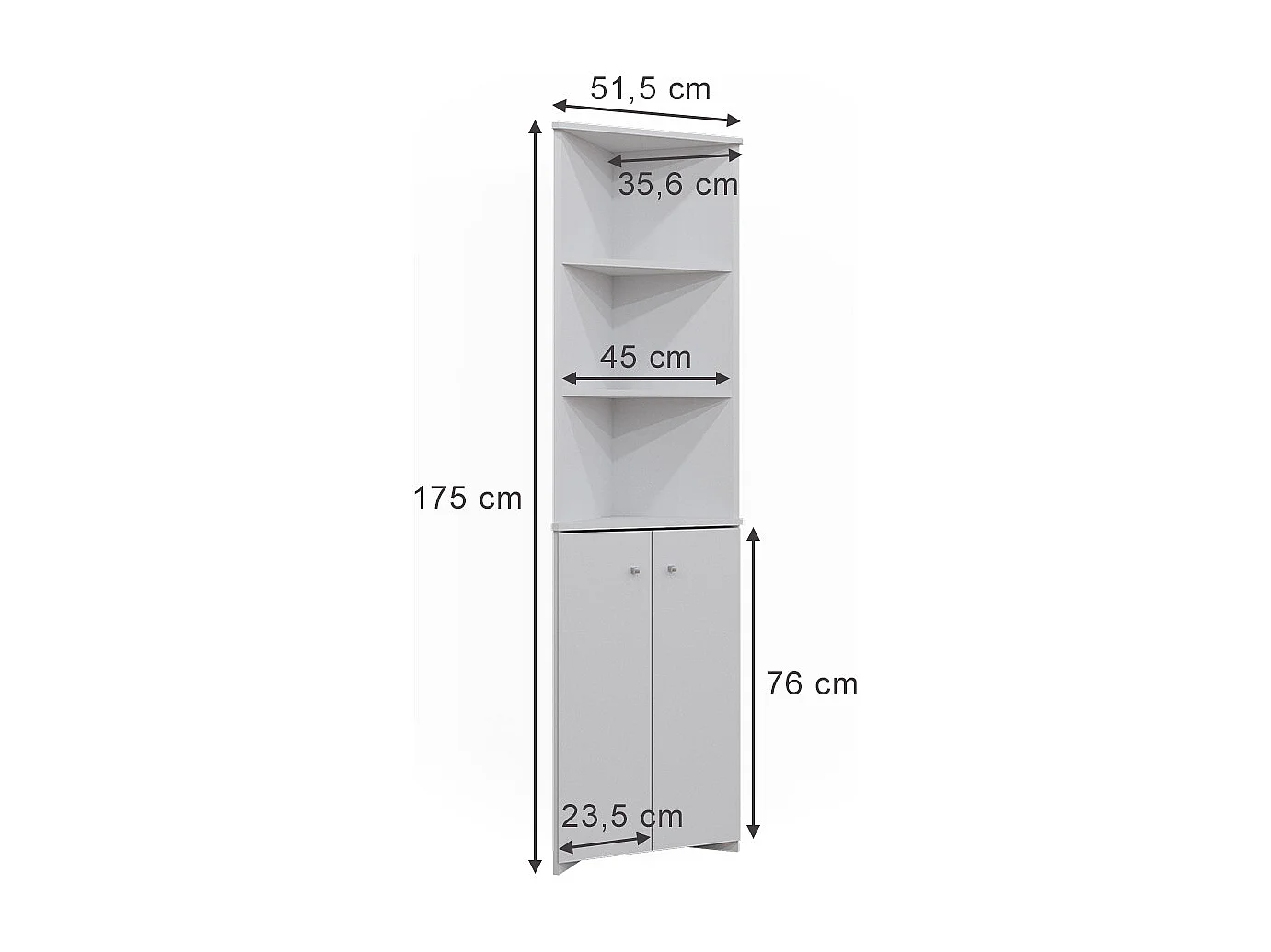 Badkamerkast wit 51.5x35.6x175 fynn