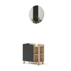 Badkamermeubelset sonoma/antraciet 60x35x65 karen Badkamermeubelset sonoma/antraciet 60x35x65 karen